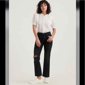 Lucky Brand Mid Rise Ava Crop Mini Boot Jean size 30 Magnetic Fray New with Tag.